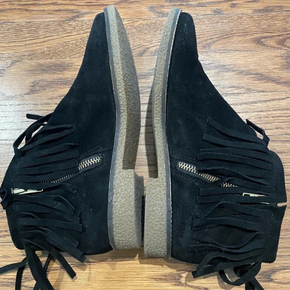 Steve Madden Gypsi Women's Size 8 Black Suede Leather Fringe Ankle Booties